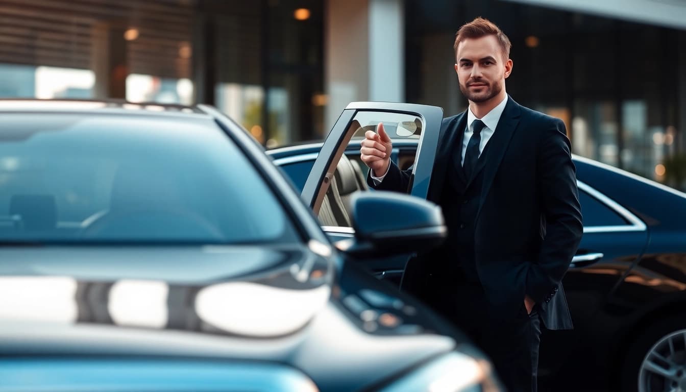Chauffeur Services Nottingham offered by a professional chauffeur welcoming a passenger.