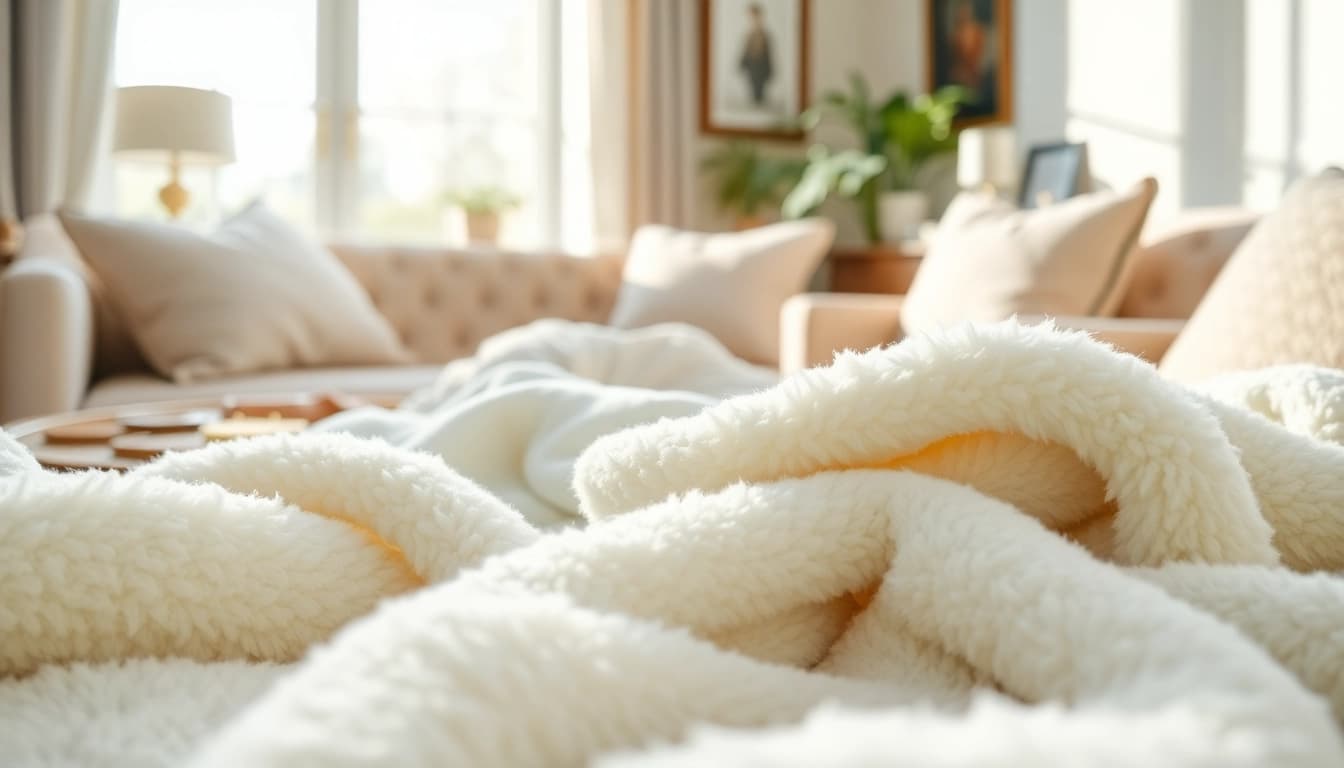 Fleece stof in een stijlvolle interieursetting met zachte texturen