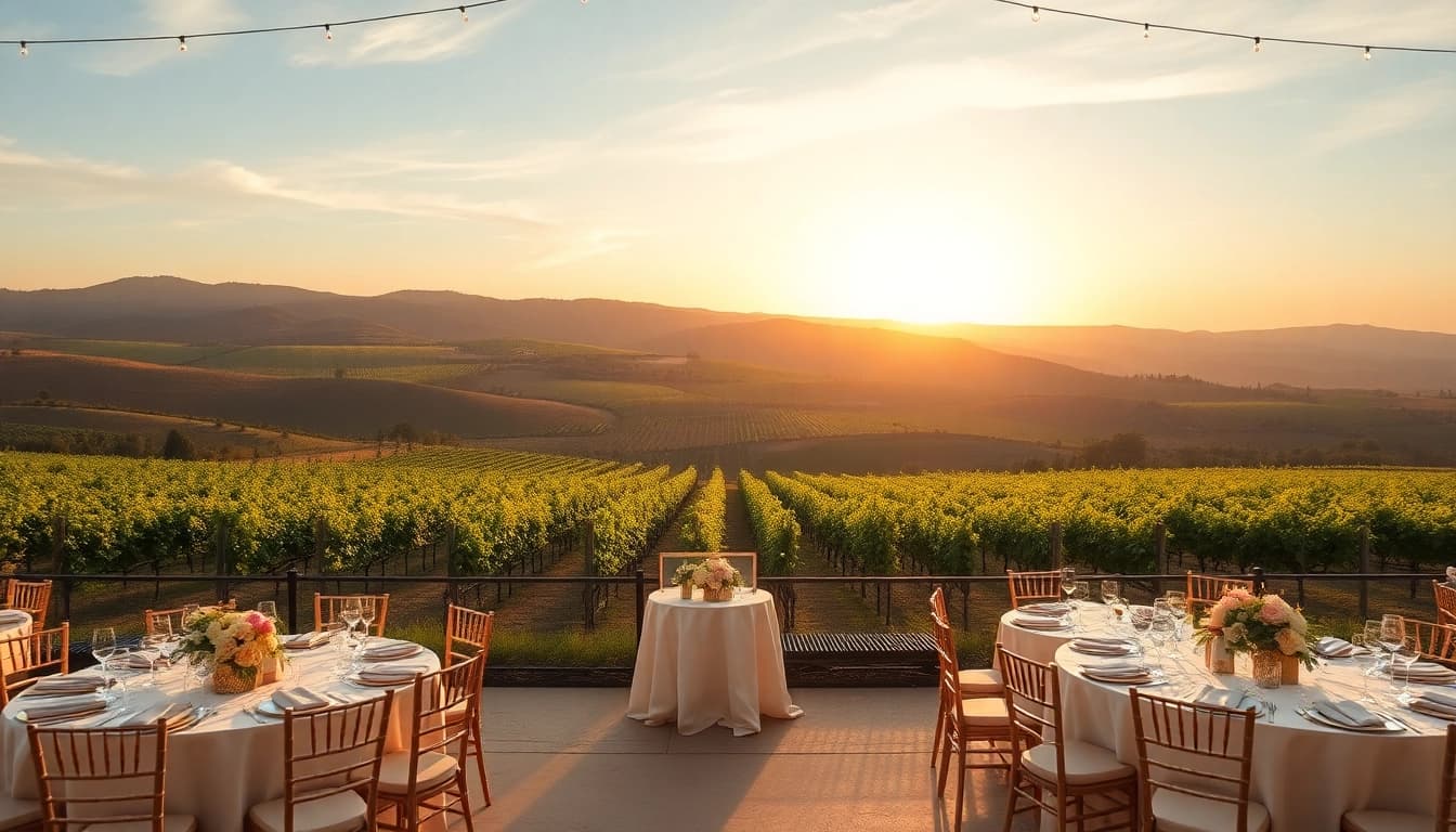 Beautiful wedding venues northern California featuring elegant tables and scenic vineyards.
