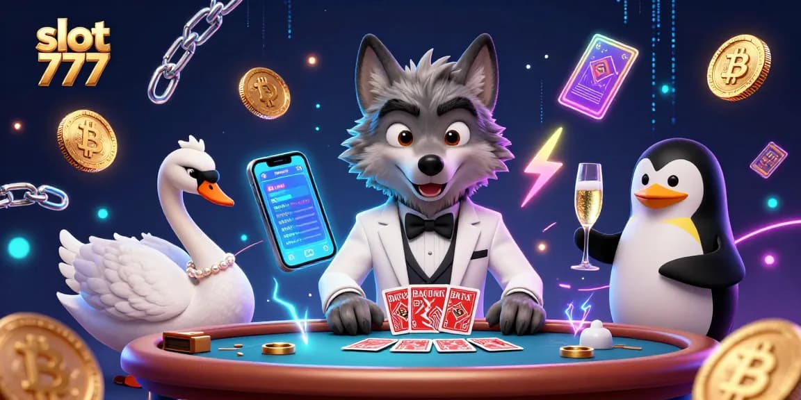 Mainkan slot 777 dengan simbol keberuntungan di tengah meja Baccarat yang elegan.
