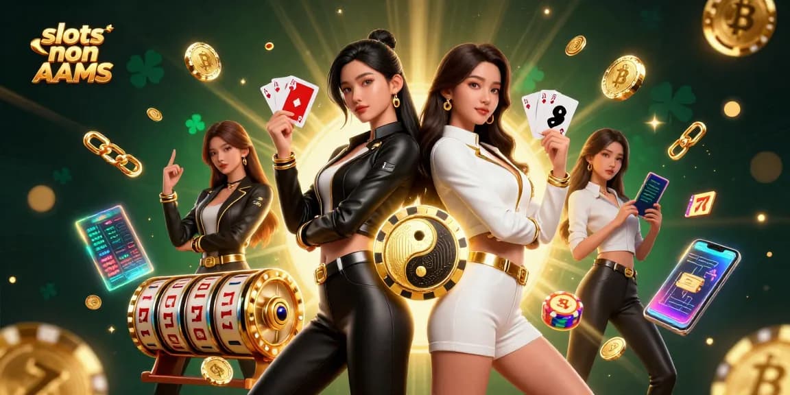 Partecipa a entusiasmanti azioni di slot non AAMS con giocatori gemelli che festeggiano vittorie, circondati da elementi vivaci del casinò.