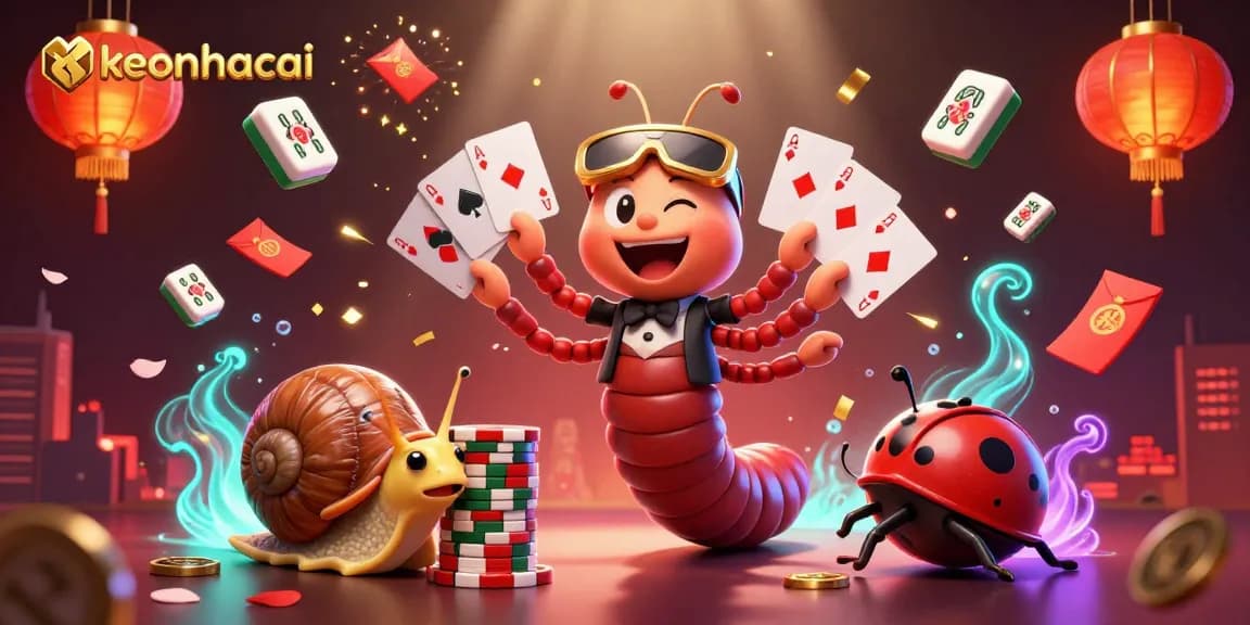 Experience dynamic gameplay with keonhacai featuring a lively 3D casino scene of colorful characters and vibrant game elements.