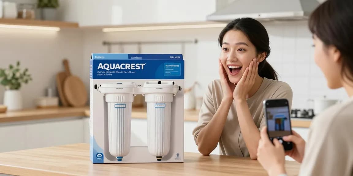AQUACREST AP5527 Reverse Osmosis Pre and Post Water Filter Cartridge showcased in exciting unboxing. Discover best deals in e-commerce shopping.