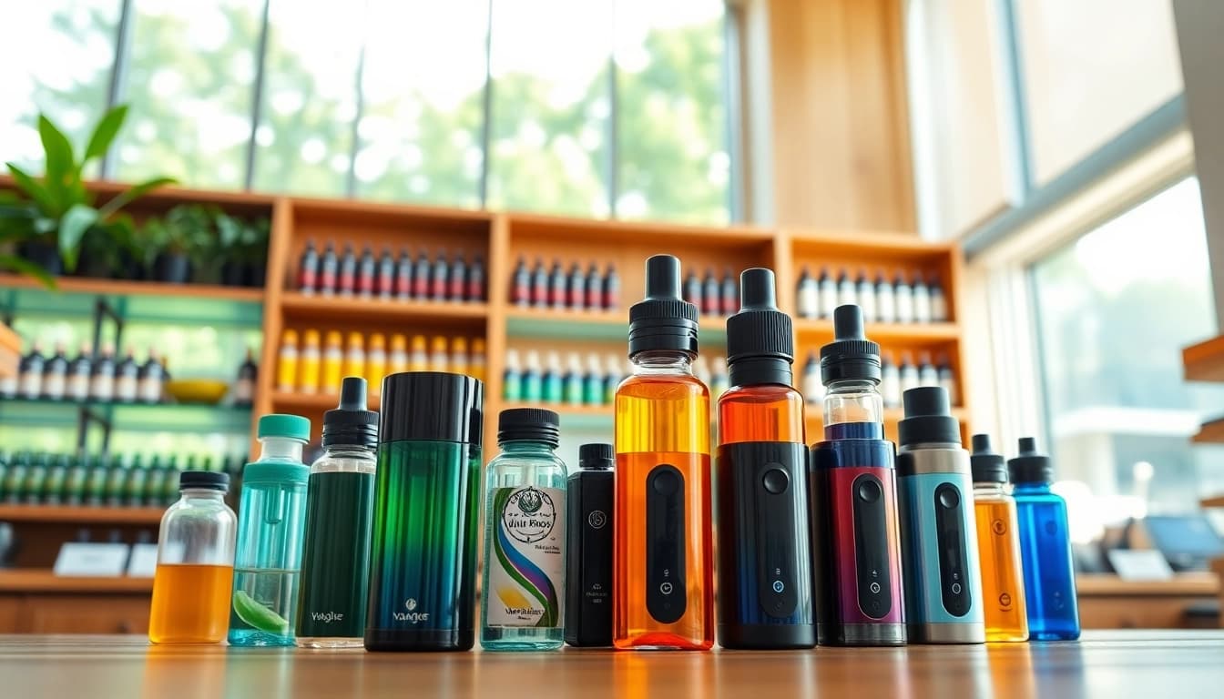 Showcase of Vape Juice Depot's diverse e-liquids and vaping devices for enthusiastic customers.