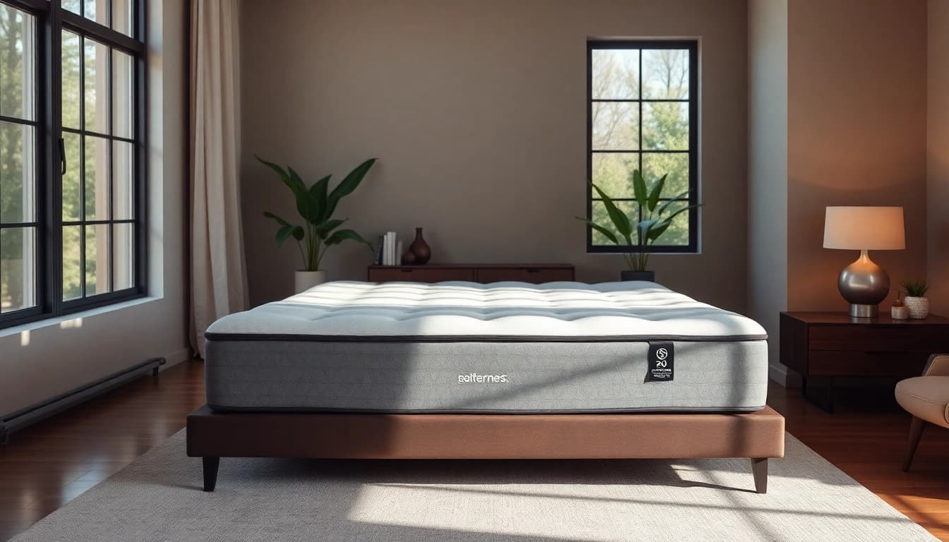 Experience the comfort of California King Stearns and Foster mattress in a modern bedroom setting.