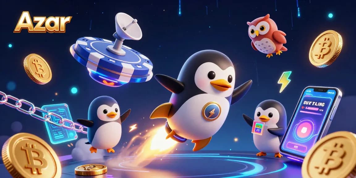Experience thrilling matches on Azar as the golden penguin navigates a casino universe.