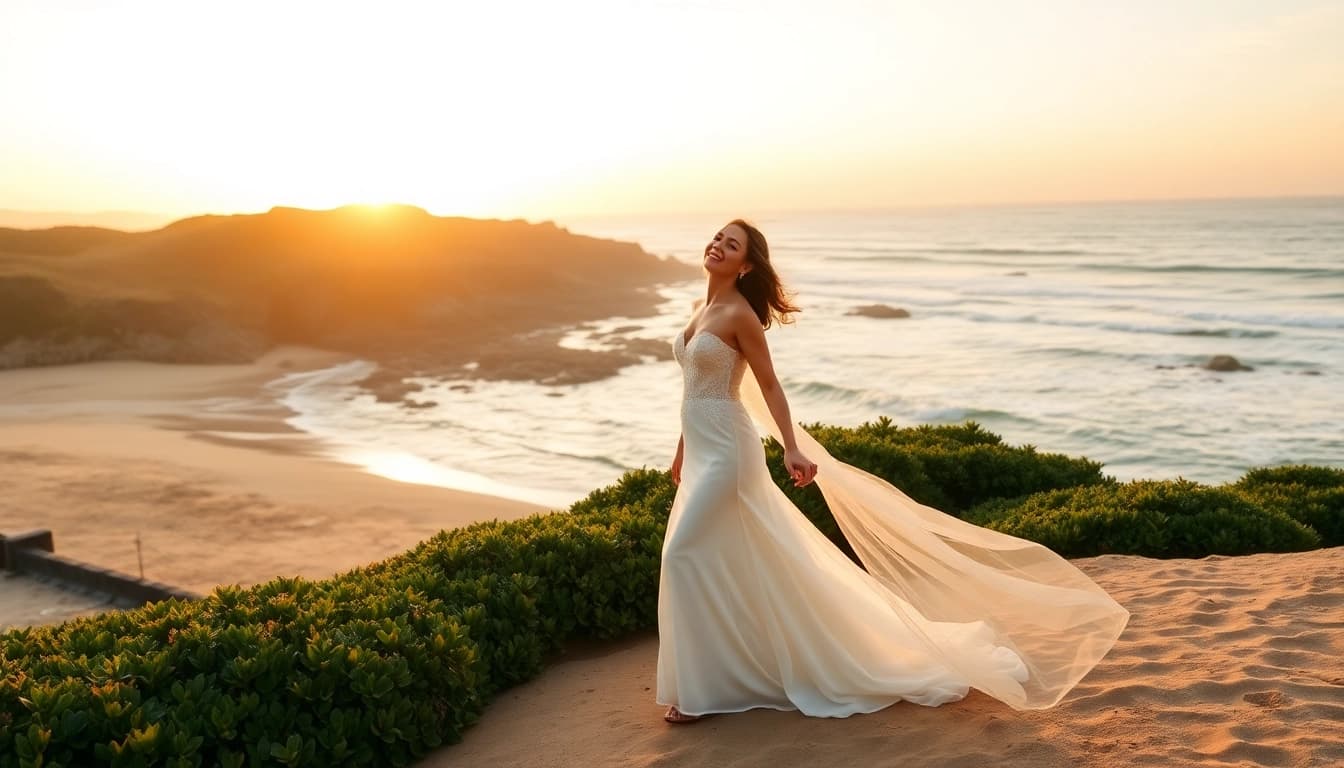 Capturing the essence of Carmel wedding photography with a romantic couple at sunset on the beach.
