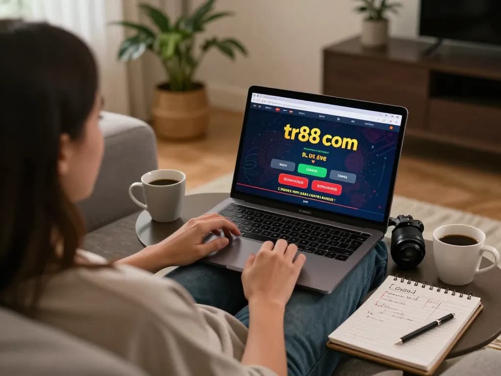 Engaging online gaming session on tr88 com with live dealer interface in a stylish home atmosphere