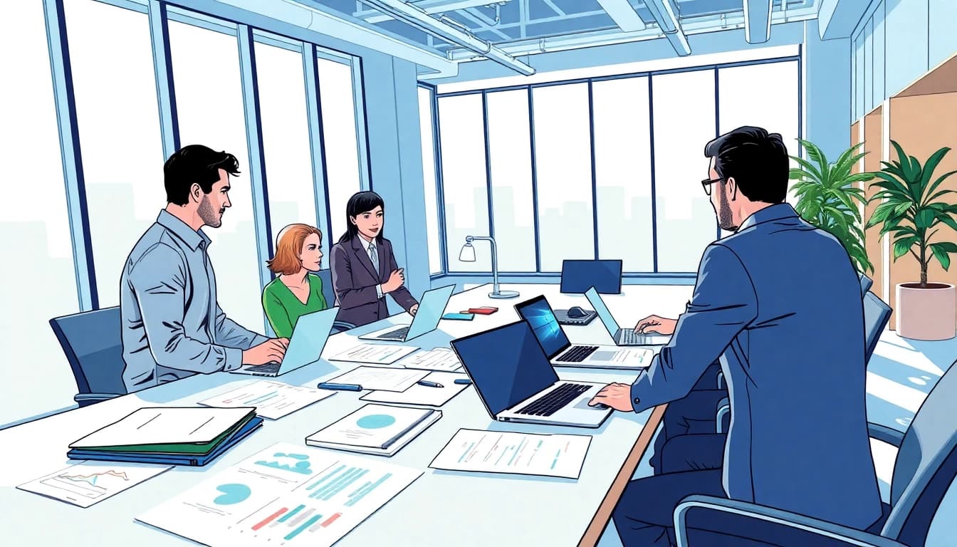 Enhance Acquisition Planning with a collaborative team strategizing in a professional workspace.