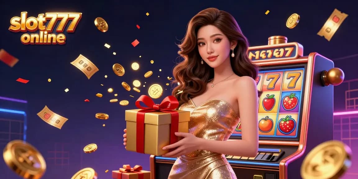 Experience big wins with slot777 online in this vibrant celebration illustration.