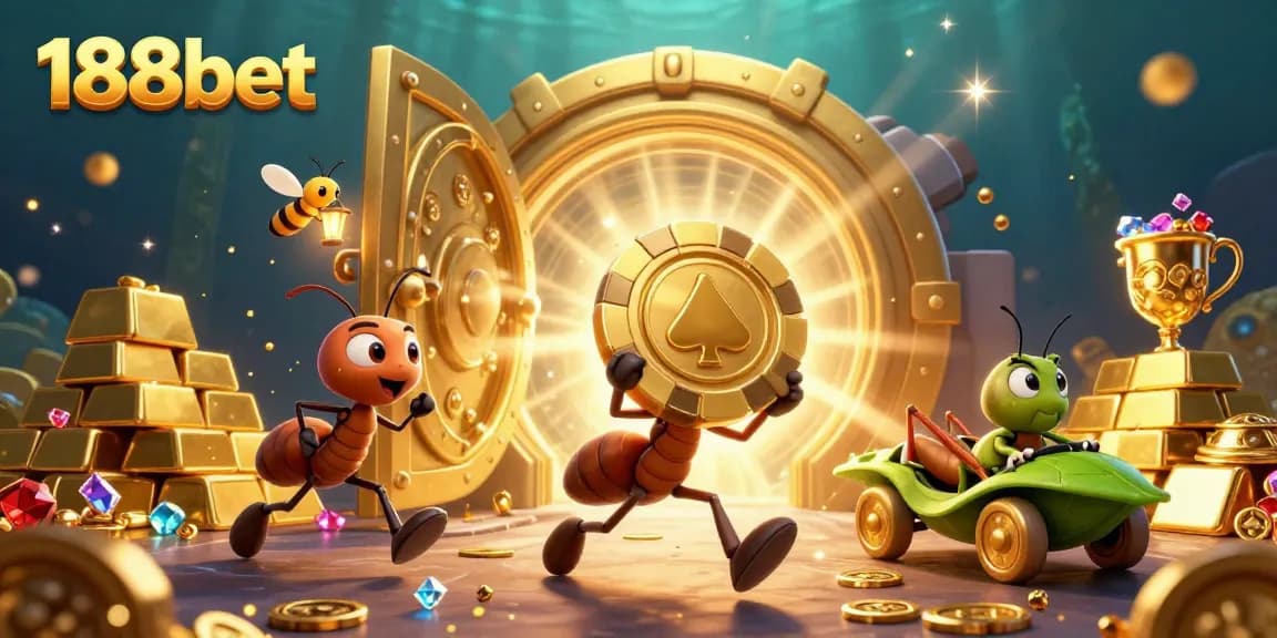 Join the 188bet journey with playful ants on a heist for a massive poker chip.
