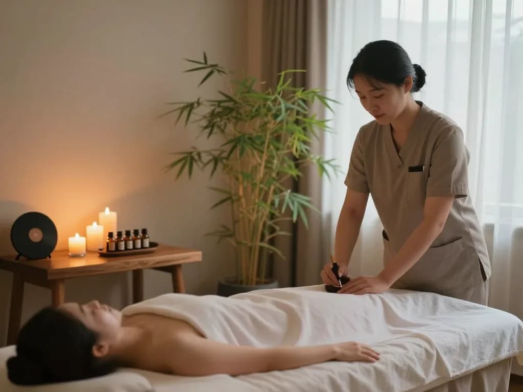 Relaxing 치평동마사지 spa environment with soothing decor and essential oils