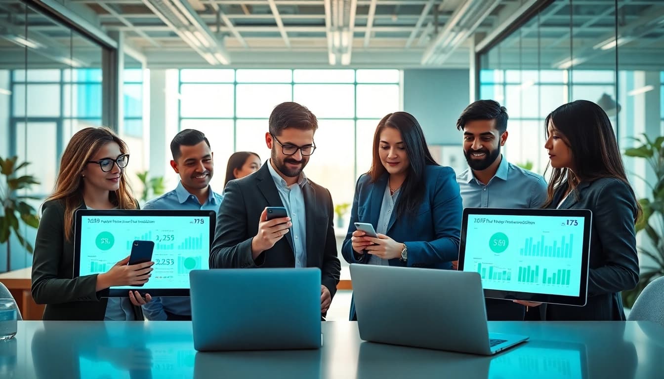 Phone number verification process illustrated with professionals analyzing data and digital interfaces.