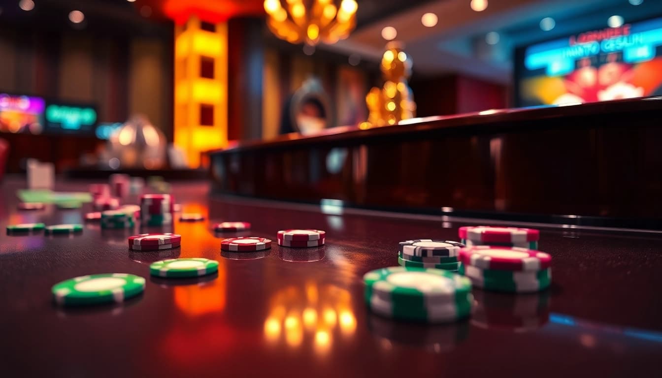 Agen togel yang sedang di atas meja roulette di kasino, menunjukkan suasana yang seru.