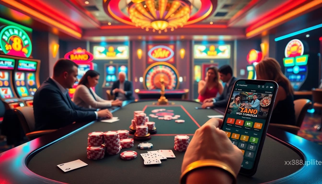 The excitement of gaming at https://xx88.pizza/ with poker and casino elements in an elegant setting.