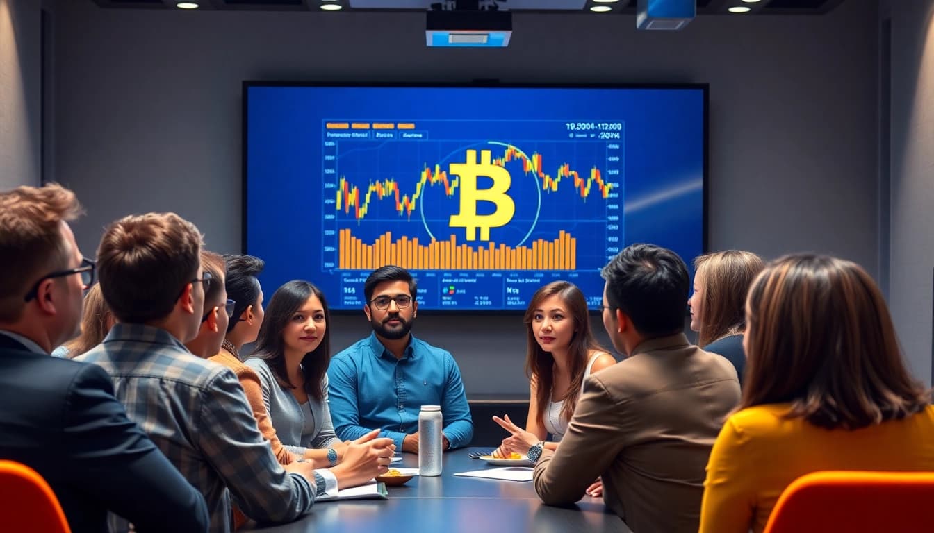Comprendre bitcoin dans une réunion dynamique avec des graphiques d'analyses financières.