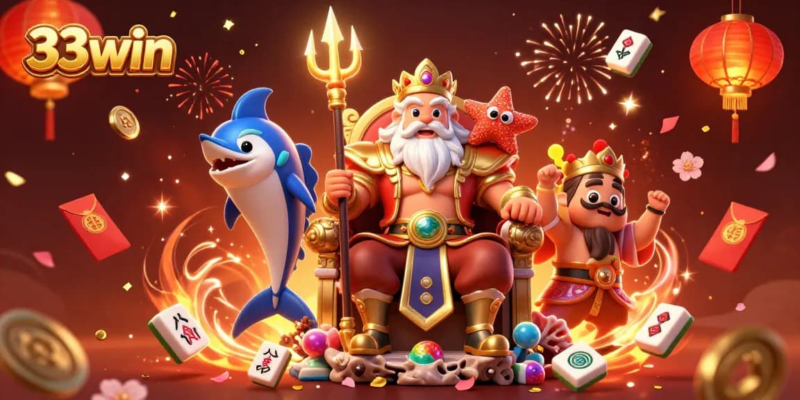 Experience thrilling gameplay at 33win with vibrant characters and dynamic casino elements in a festive scene.