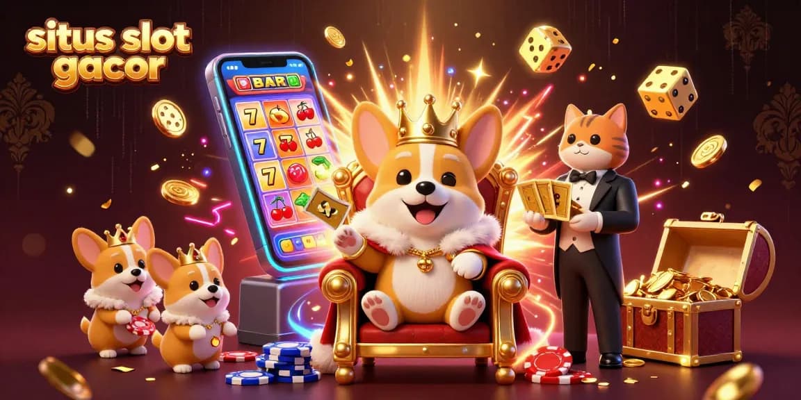 Enjoy thrilling wins at situs slot gacor with vibrant cartoon casino elements bursting with excitement.