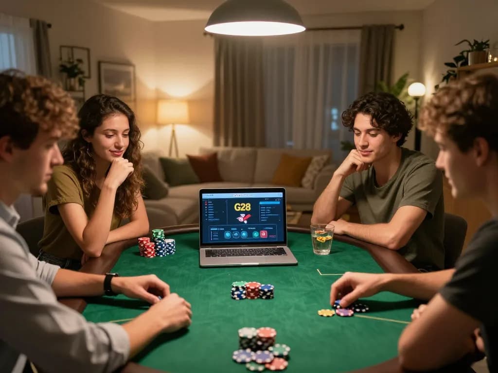 Players enjoying a lively poker game on G28, showcasing exciting online gambling action