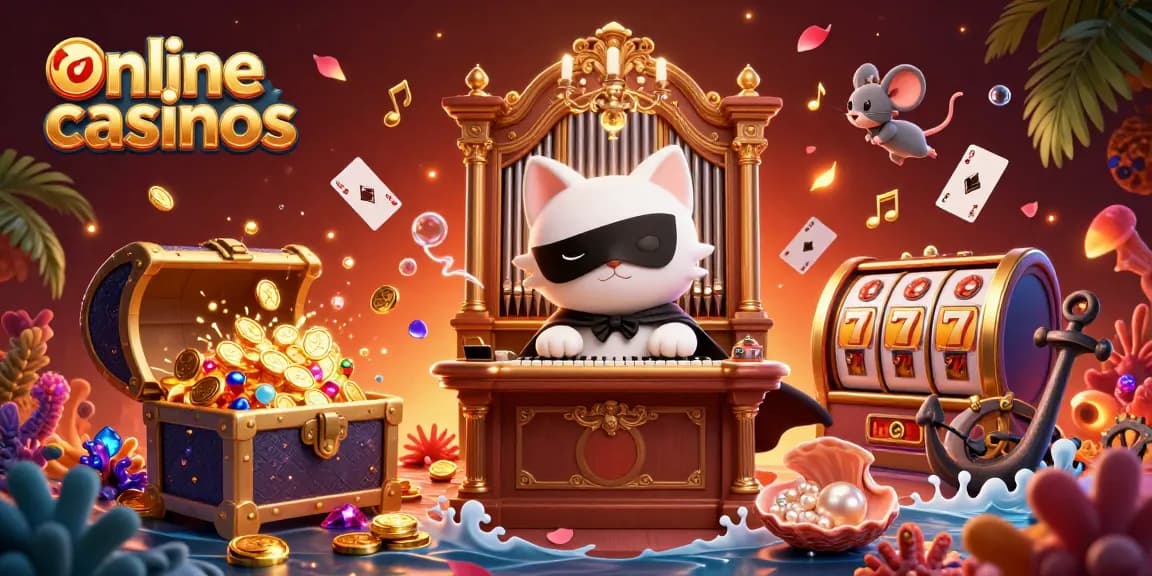 Experience thrilling online casinos with colorful scenes of games and characters.