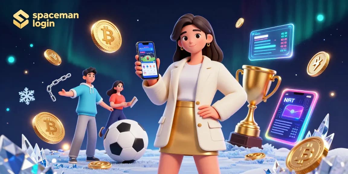 Engage with spaceman login for exciting sports betting and cryptocurrency elements in a vibrant scene.