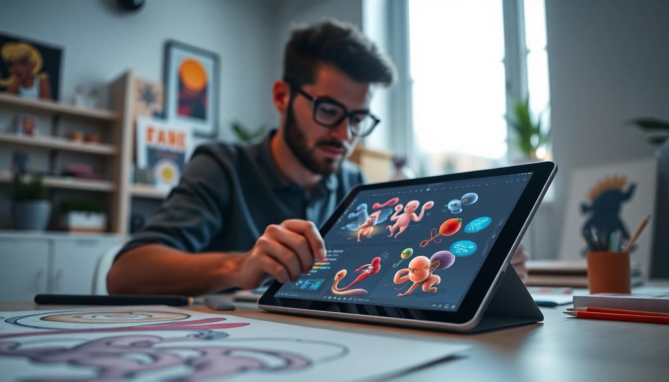Animation Erstellen: Dynamische Animationen kreativ gestalten in einem modernen Studio.