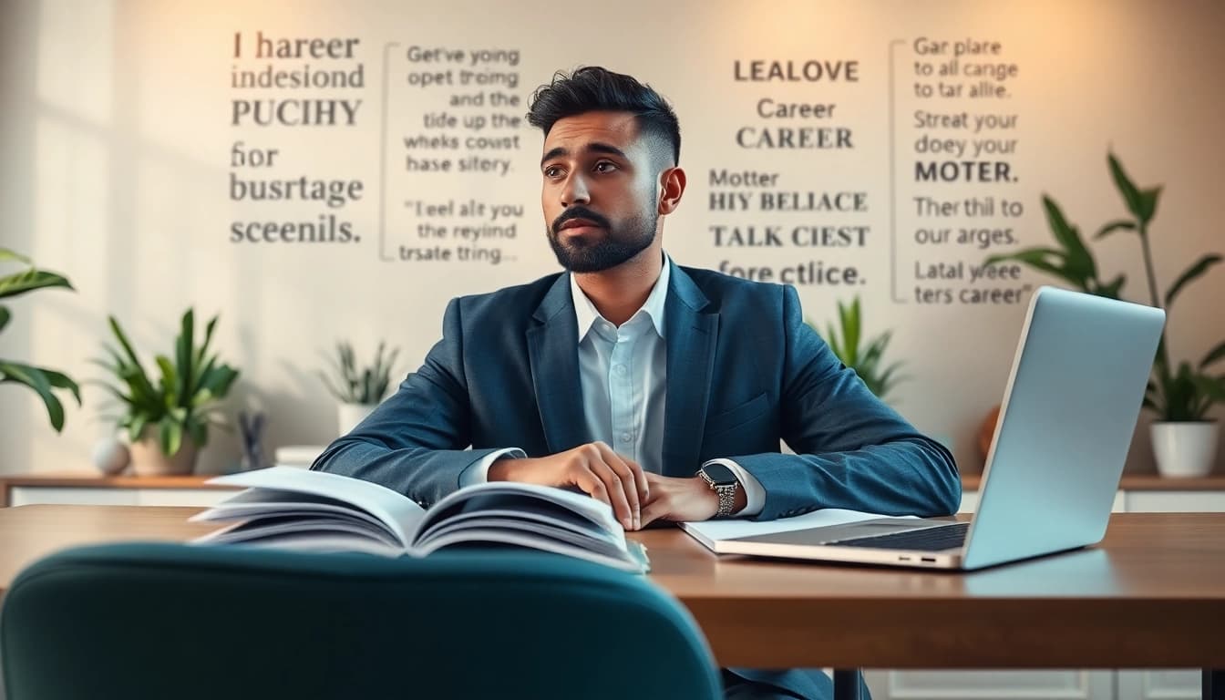Find my true calling through professional reflection in a serene workspace.