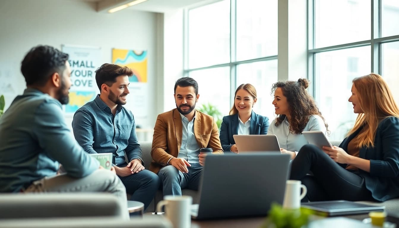 Team collaboration in small business jobs, highlighting an engaging office environment.