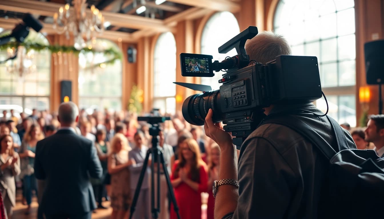 Capturing event videography services in action at a vibrant gathering.