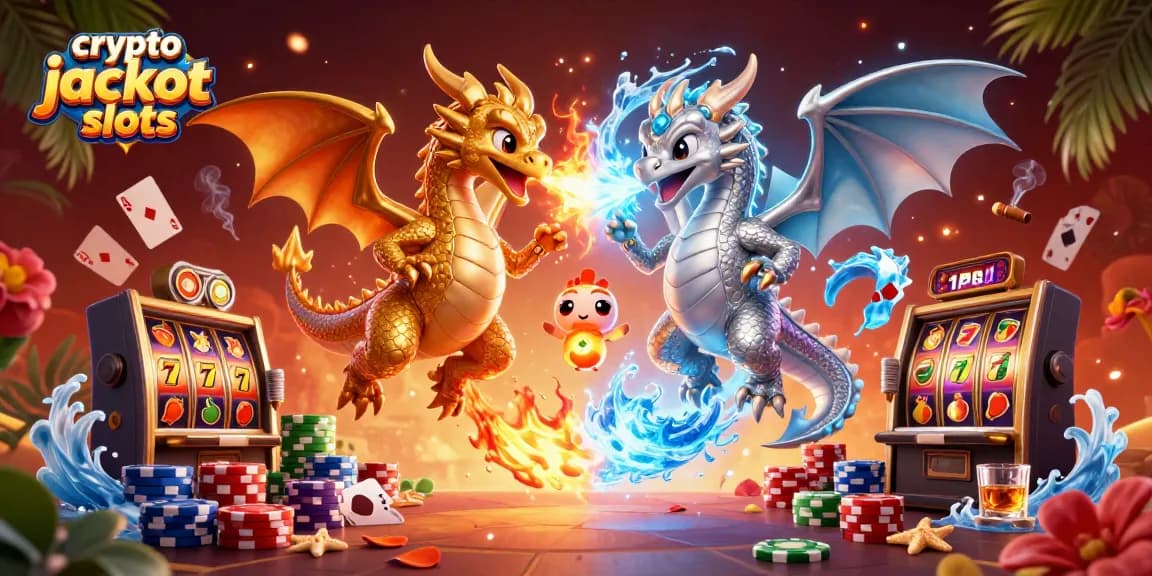 Experience thrilling crypto jackpot slots augmented by 3D golden and silver dragons showcasing dynamic gameplay.