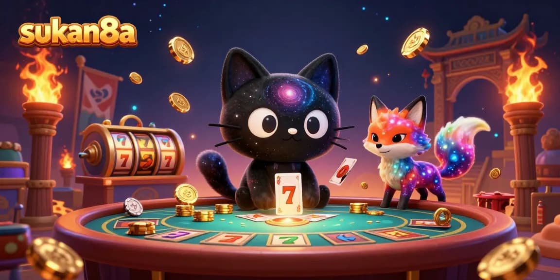 Experience thrilling gameplay at sukan8a with an enchanting cosmic casino table showcasing vibrant 3D characters.