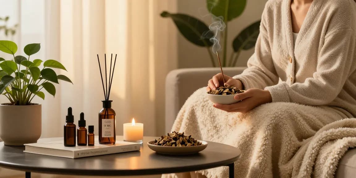 Experience relaxation with O M G Herbal Potpourri 10g in serene home setting, inviting aroma.