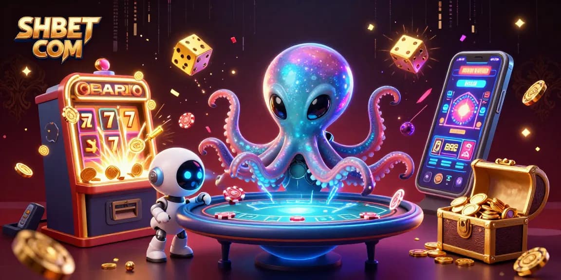Enhance your gaming at SHBET COM with a visually captivating casino universe illustration.