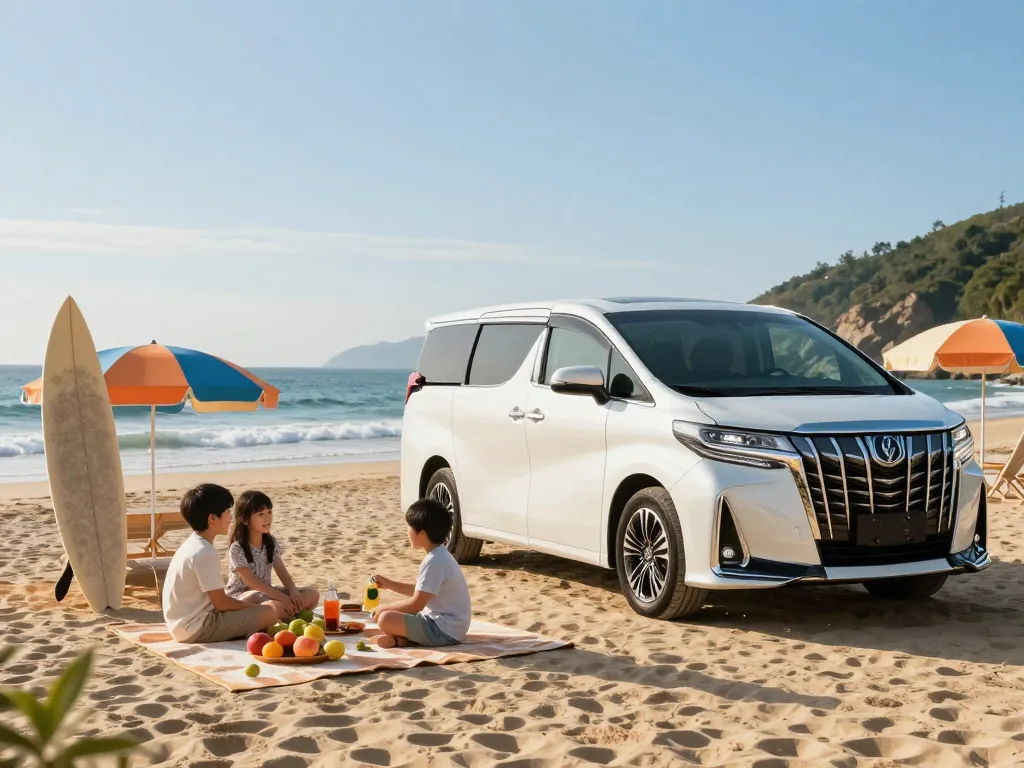 Trải nghiệm du lịch sang trọng với cho thuê xe Toyota Alphard cho những chuyến phiêu lưu cùng gia đình bên bãi biển.