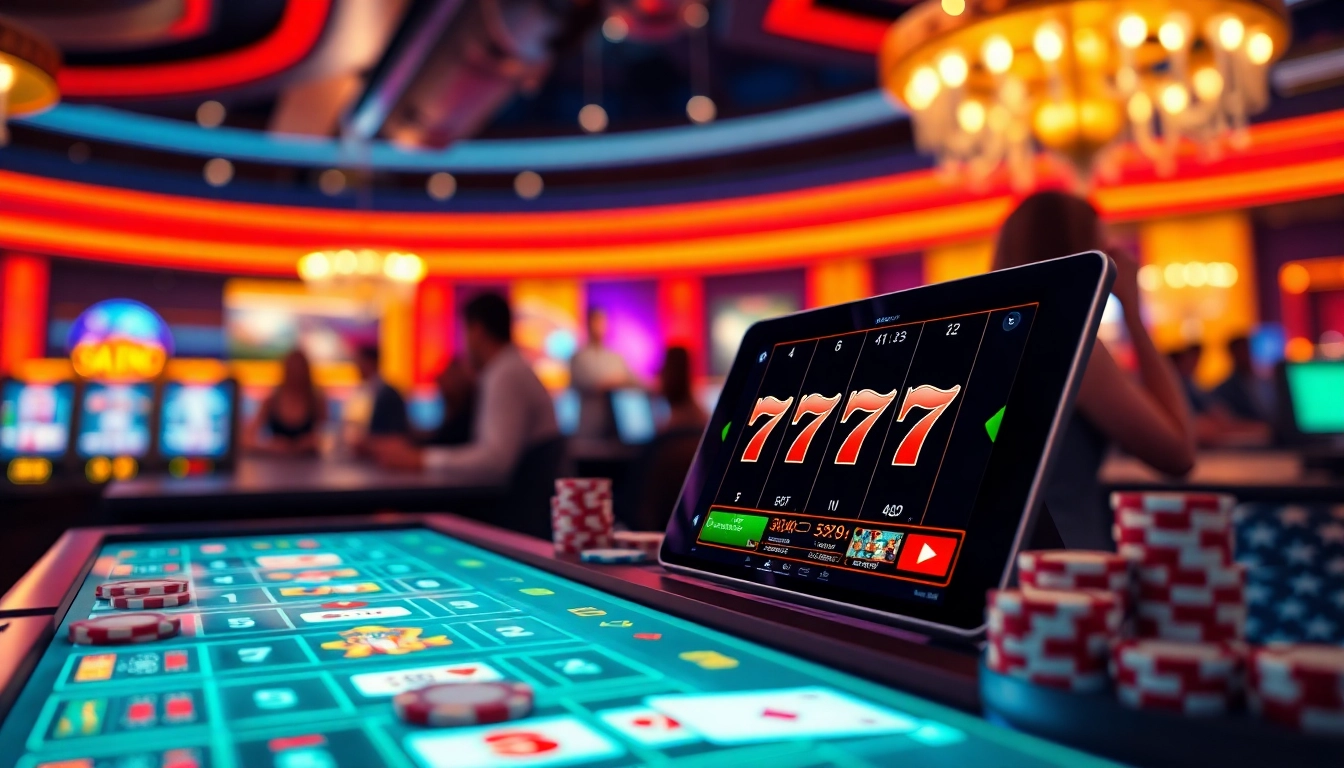 Erlebe den Nervenkitzel beim casino spielen online in einer lebhaften virtuellen Casino-Umgebung.