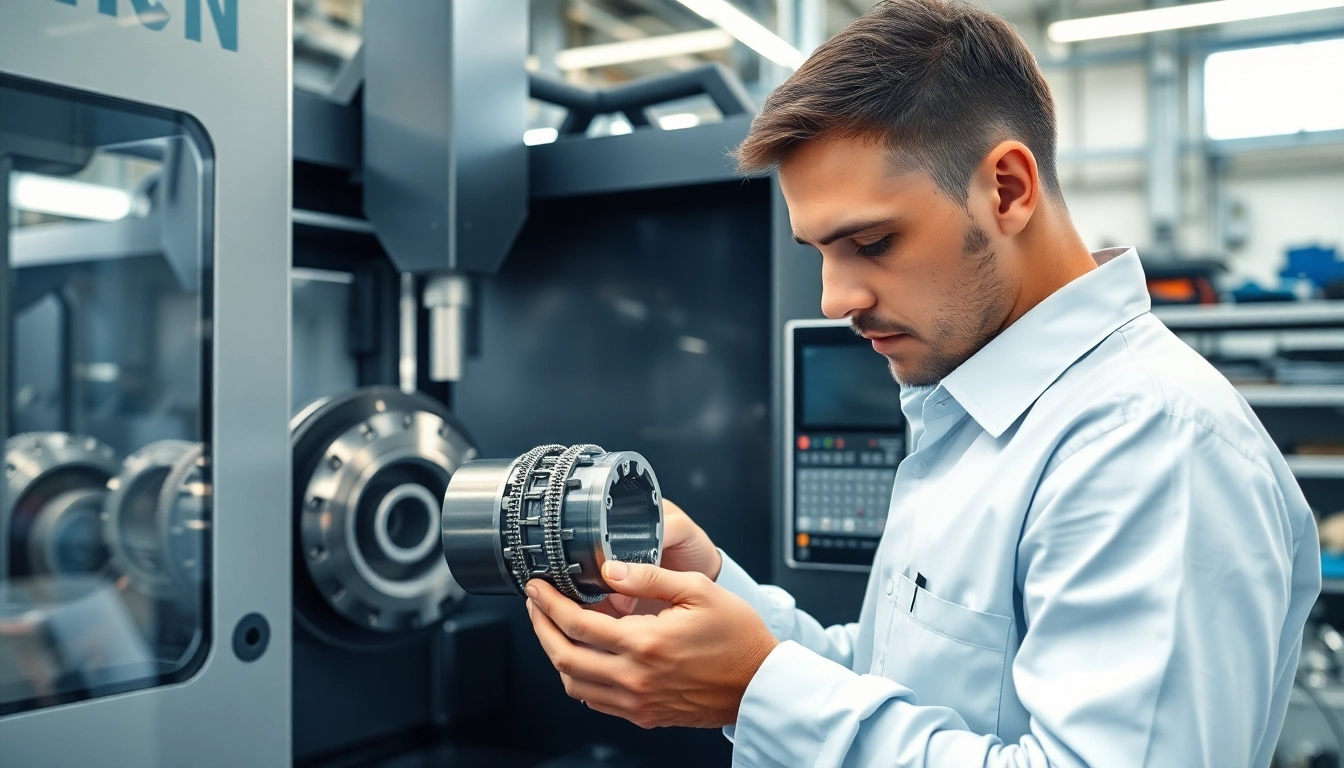 Custom part manufacturer demonstrating precision machining in a modern factory.