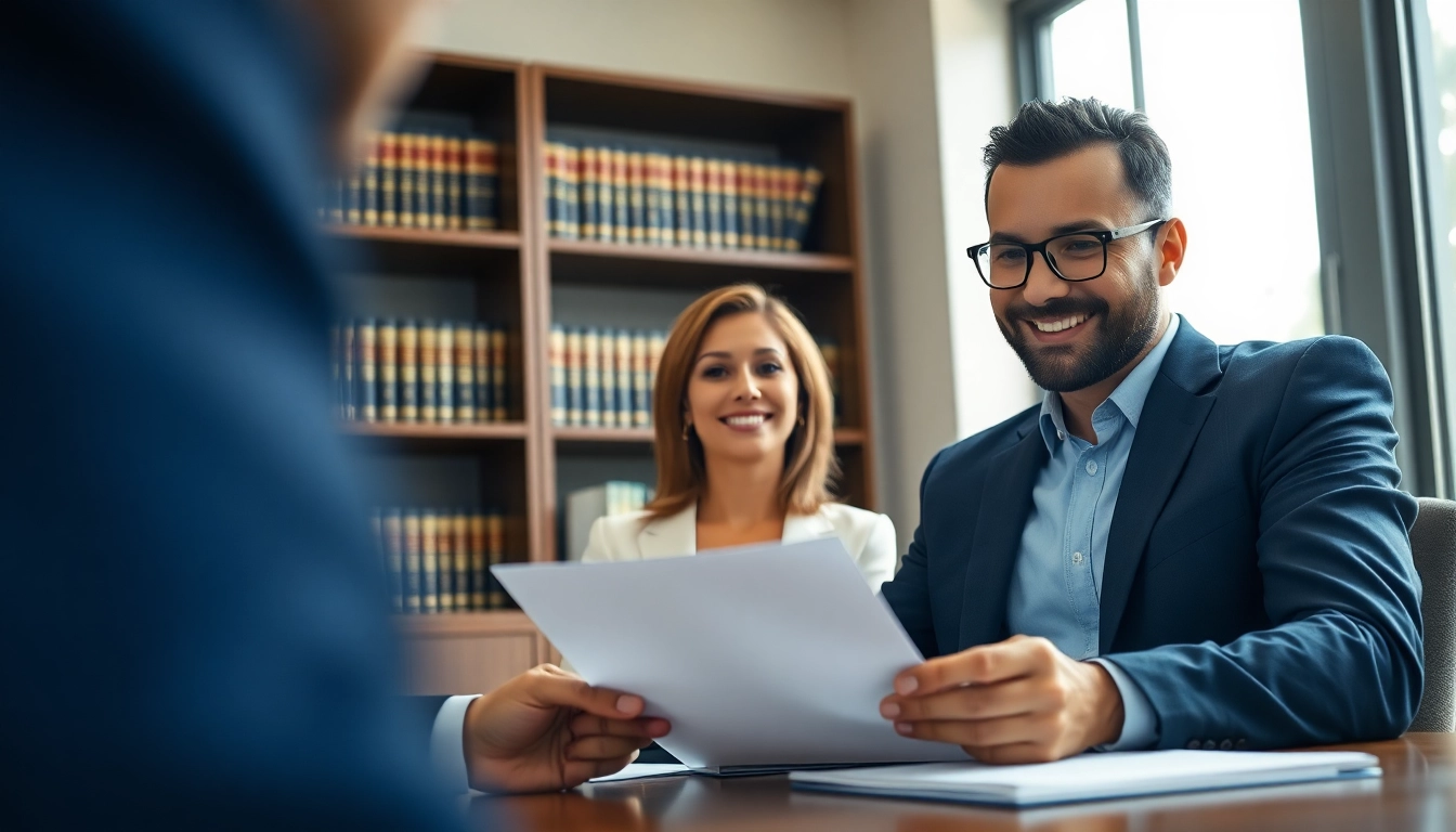 Jacksonville Immigration Lawyer consulting with a client in a warm office setting.