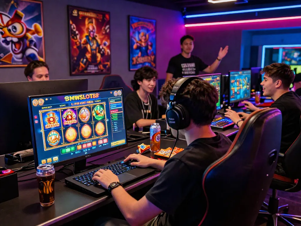 Player enjoying slot gacor maxwin experience on BMWSLOT88 platform with vibrant gaming visuals.