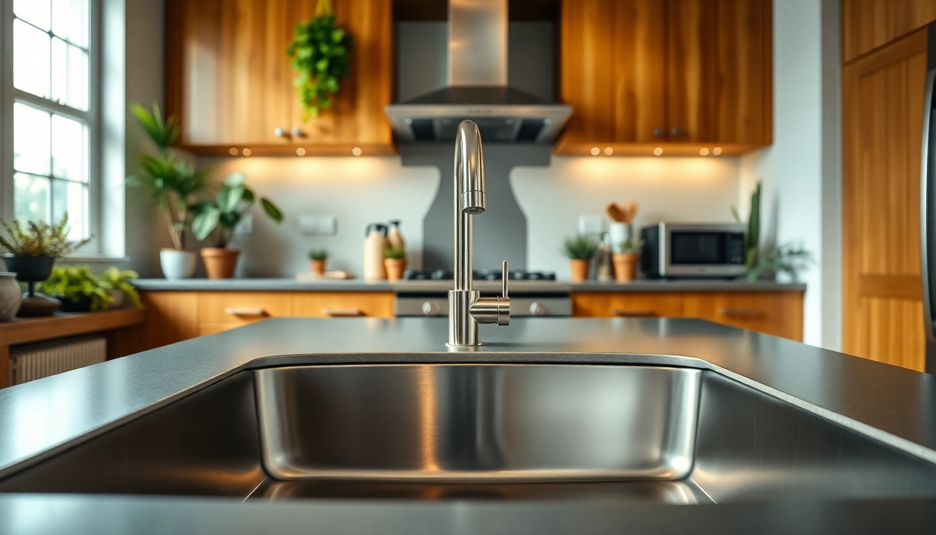 Stunning steel sink in a contemporary kitchen setting with elegant design touches.
