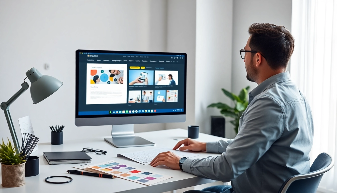 Learn about Hereford Web Design from a professional web designer working in a modern office.