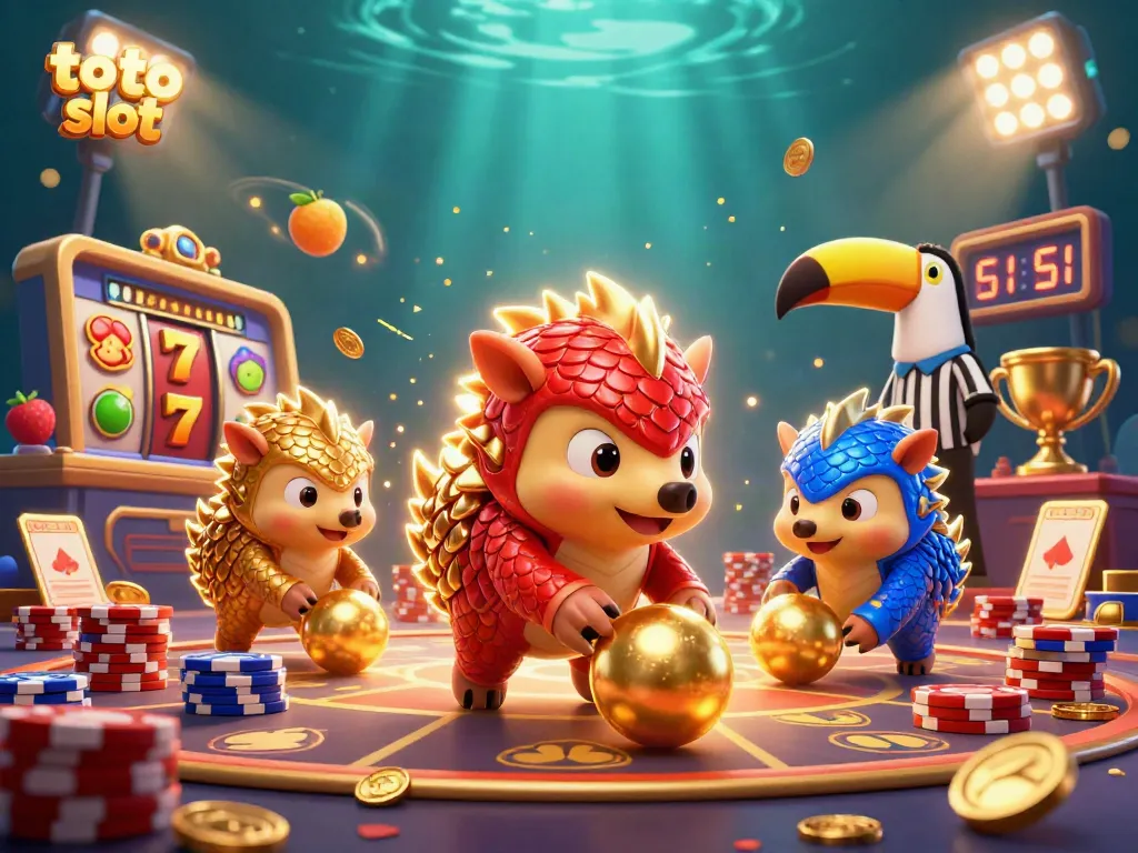 Engage in the thrilling action of toto slot while enjoying a vibrant 3D casino scene.