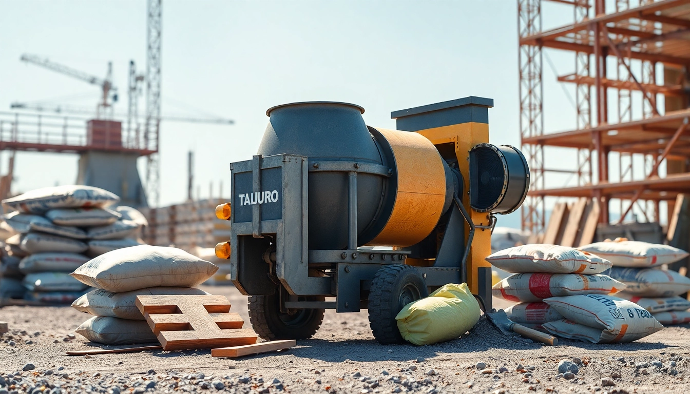 Taladro mezclador en acción, ideal para mezclar materiales en construcción.