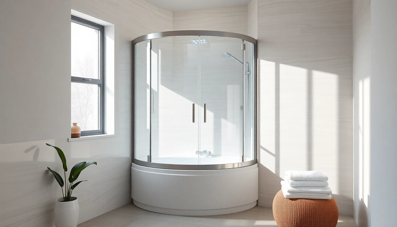 Präsentation der sonni Duschkabine in einem modernen Badezimmer mit eleganter Glasgestaltung.