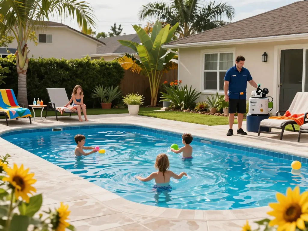 Dolphin Pool Services maintains vibrant family-friendly pool in Virginia with expert care.