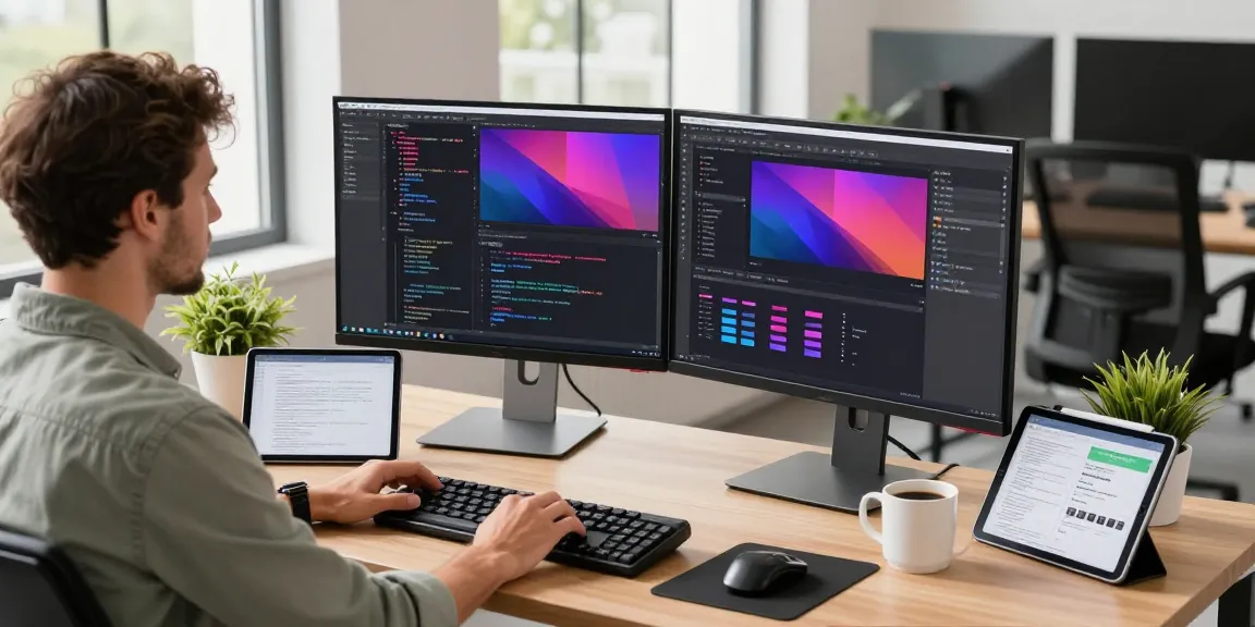 Developer utilizing Snipaste in a modern workspace, showcasing coding and design tools.