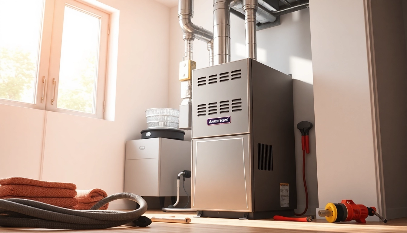 American Standard furnace installed in a modern utility room, showcasing its efficiency and design.