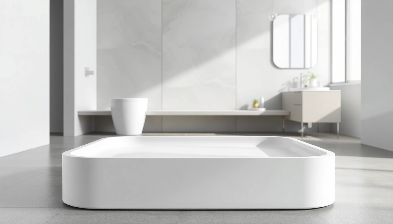 Modern shower base showcased in a sleek bathroom setting with elegant features.