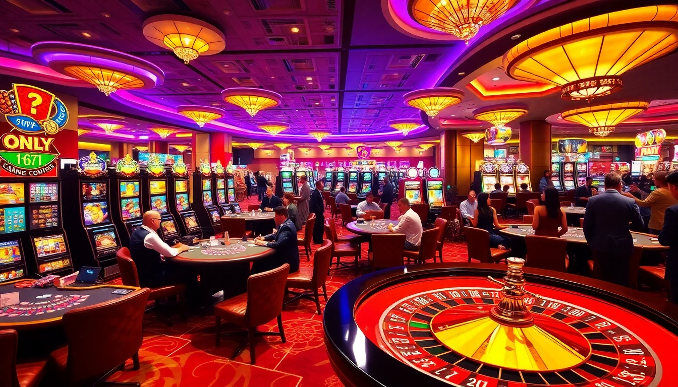 Casino gaming scene featuring KJC brand elements, showcasing vibrant tables and exciting players.