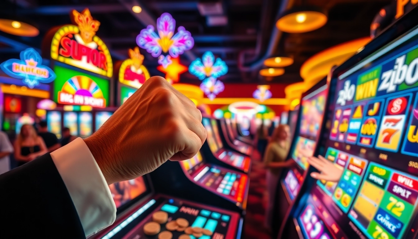 Menangkan jackpot slot dengan menarik tuas mesin slot yang berkilau.