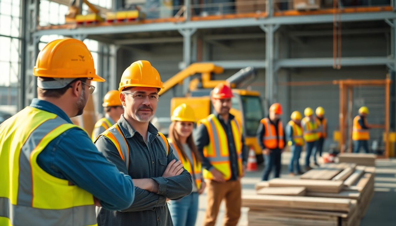 New Jersey General Contractor leading a diverse team on a vibrant construction site.